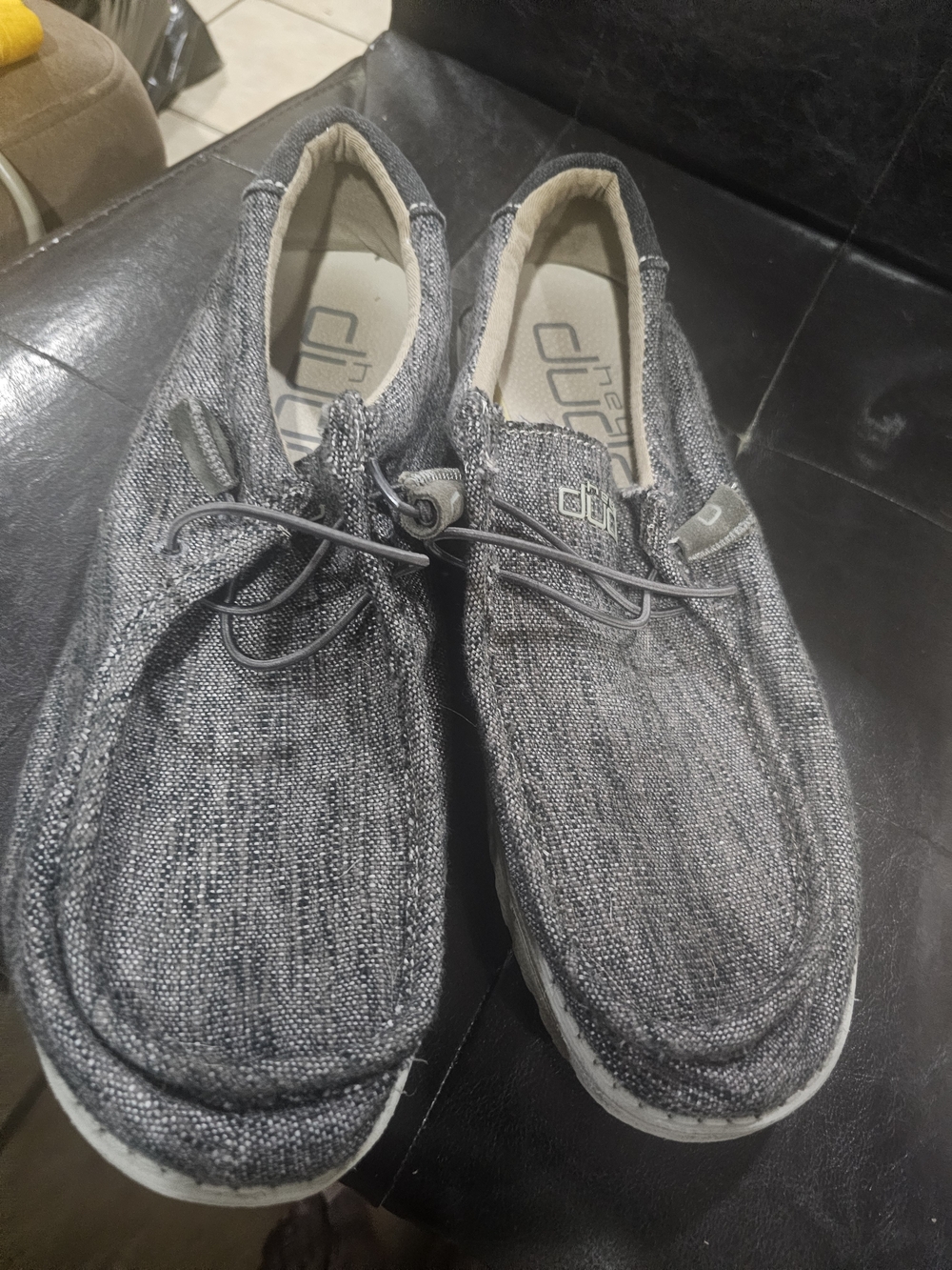 Hey Dude Gray Knit Slip-On Loafers